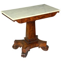 Antique Mahogany Classical Marble Topped Console or Serving Table, Boston, Ma, 1815-1820