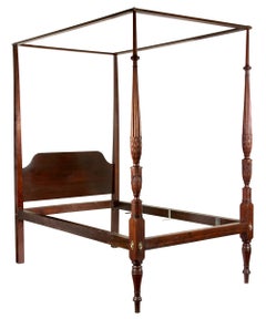 Carved Mahogany Sheraton Tall Post Bed