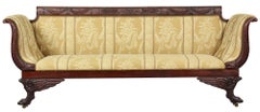 Antique Carved Mahogany Classical Sofa with Dolphins, circa 1810, New York