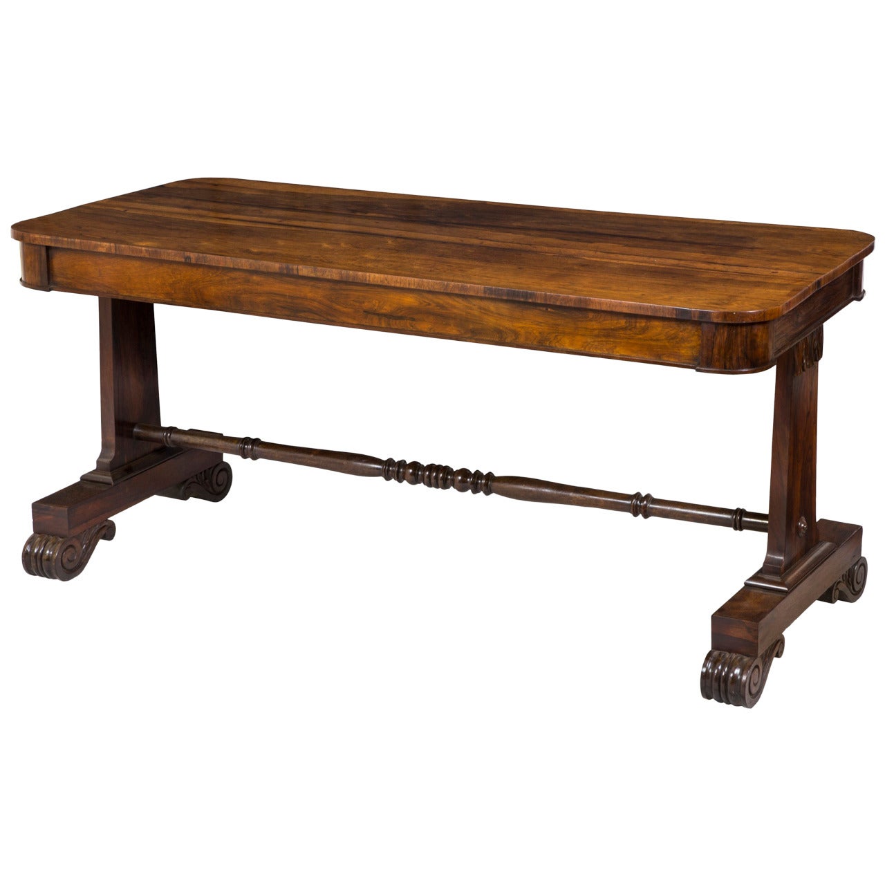 Classical or Regency Carved Rosewood Writing Table, England, circa 1830 For Sale