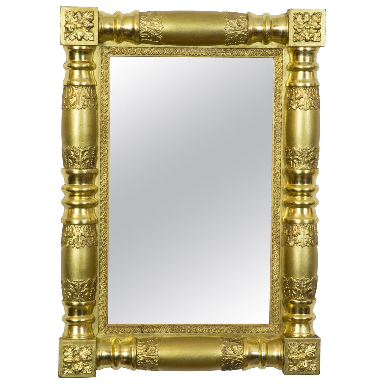 Gilt Classical Mirror with Original Glass, Backboards, American, circa 1830 For Sale