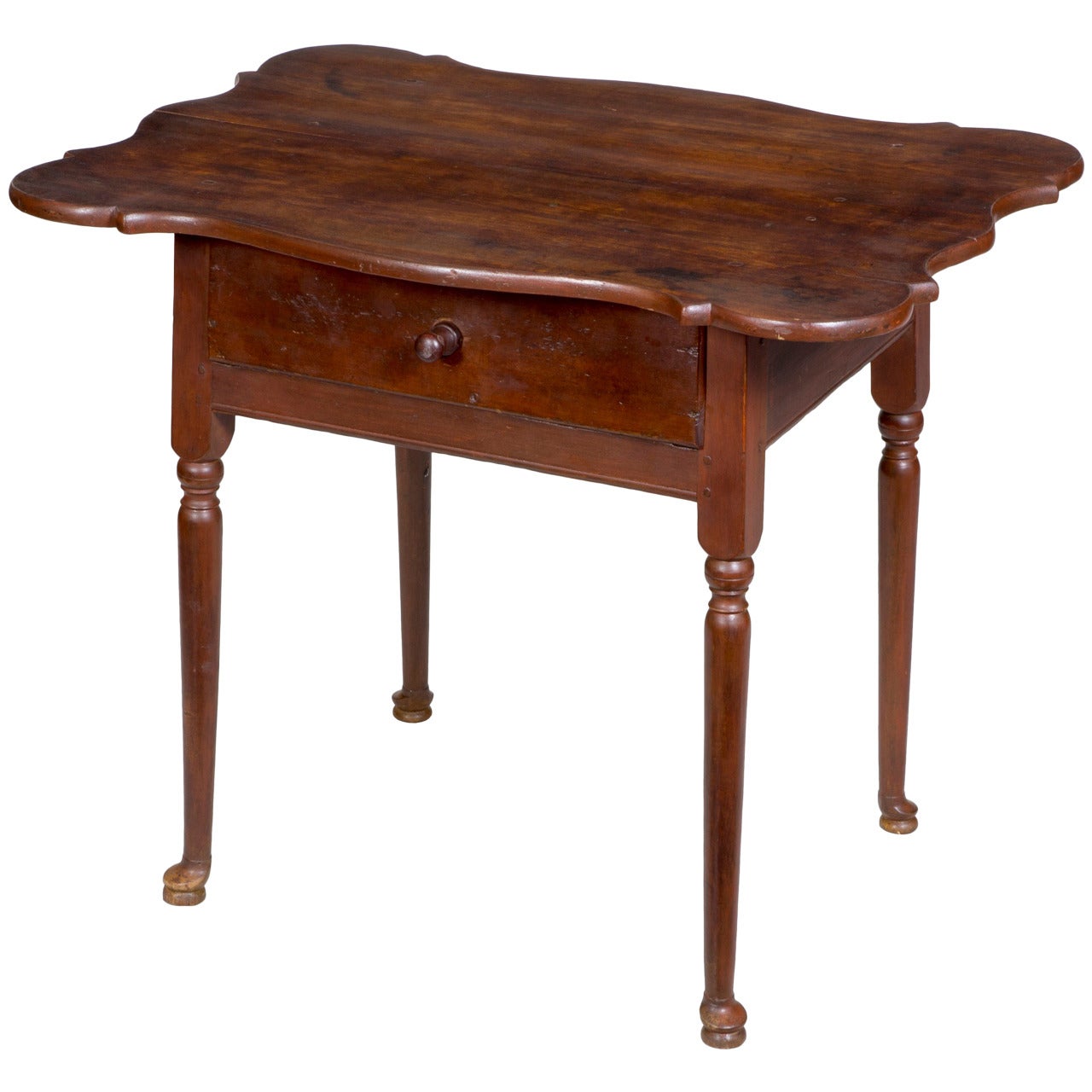 Rare Porringer Top Queen Anne Side Table with Single Drawer, circa 1750-1760 For Sale