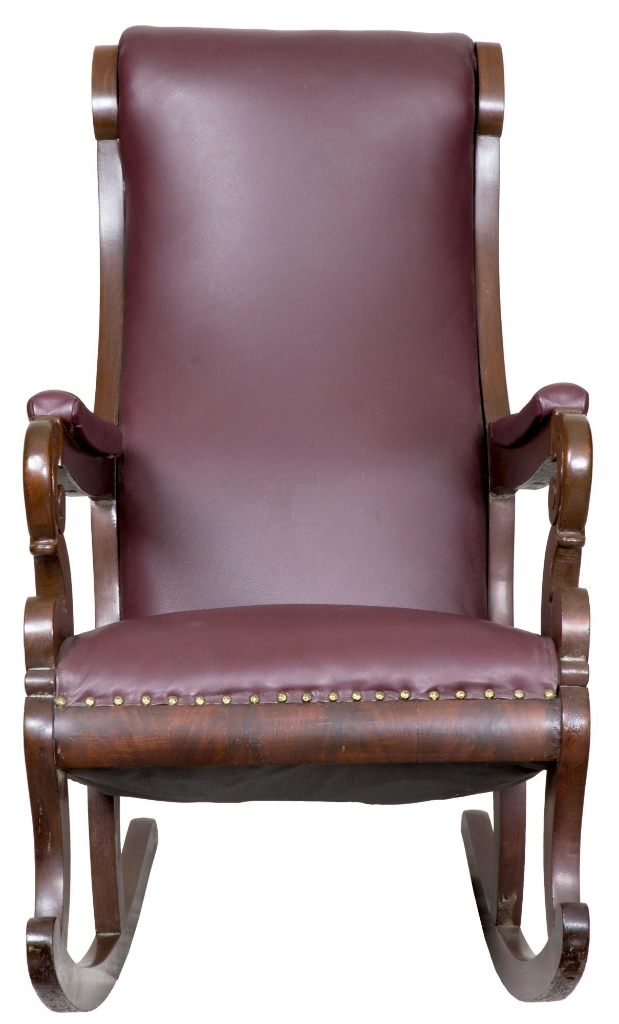 Classical Mahogany Rocker with Carved Scrolled Arm Supports
