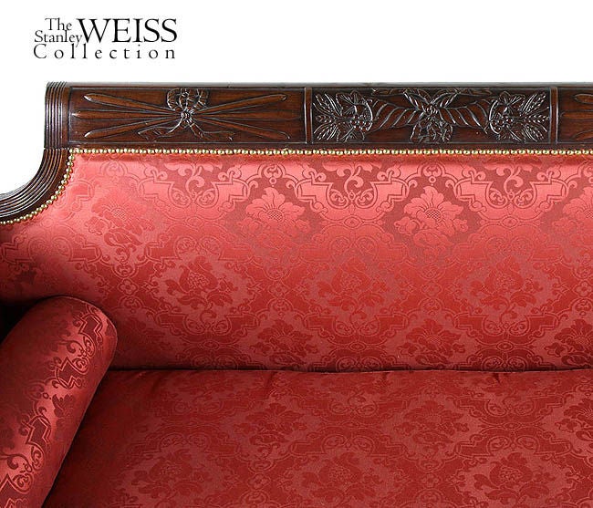 Neoclassical Classical Carved Mahogany Settee, Providence, RI, circa 1820-1830 For Sale