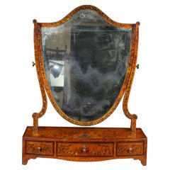George III Painted Satinwood Dressing Mirror, England, circa 1800