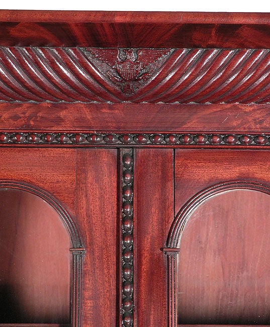 19th Century Carved Mahogany Federal Secretaire with Eagles, MA, circa 1820-1830 For Sale