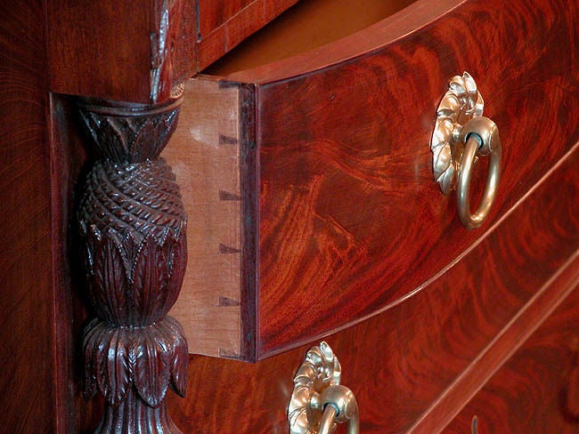 Carved Mahogany Federal Secretaire with Eagles, MA, circa 1820-1830 For Sale 4