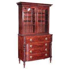 Carved Mahogany Federal Secretaire with Eagles, MA, circa 1820-1830