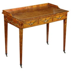 George III Satinwood Writing Desk with Floral Painting