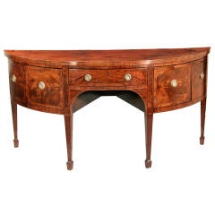 Large Inlaid Mahogany Hepplewhite Demilune Sideboard