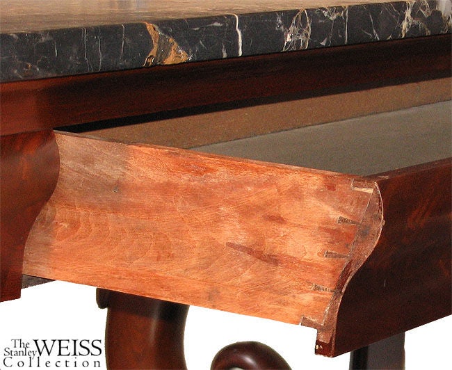 Large Pier Table with Carved Swans and Marble Top, Southern 2