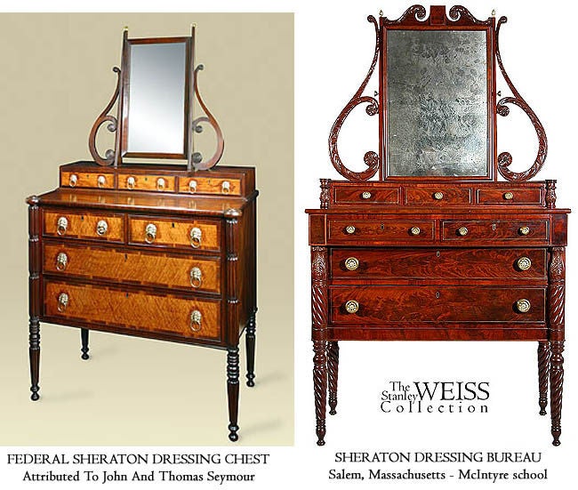 Magnificent Sheraton Carved Dressing Bureau w/ Brass, Salem 3