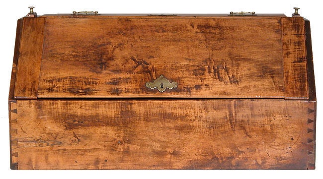 American Rare Figured Maple Desk on Frame, Rhode Island