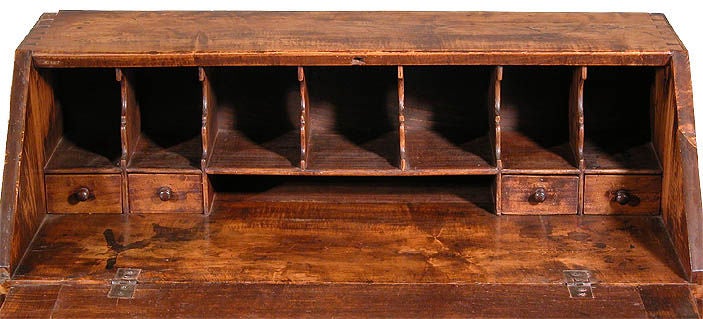 18th Century and Earlier Rare Figured Maple Desk on Frame, Rhode Island