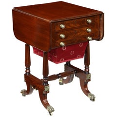 Used Carved Drop-Leaf Sewing Table, Boston, Possibly Seymour