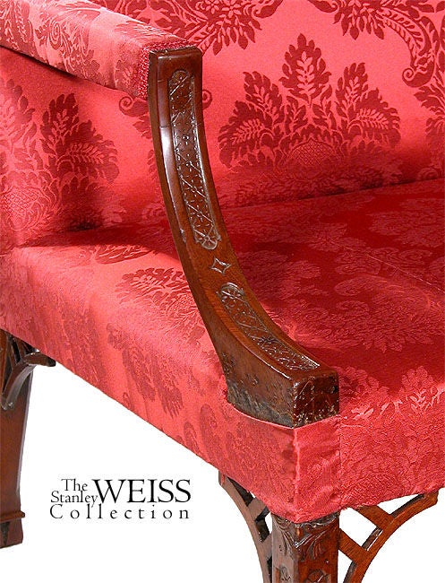 English Fine George III Carved Settee in the Chinese Chippendale Taste