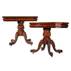 Pair of Carved Mahogany Classical Card Tables with Eagle Heads