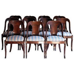 Set of Eleven Neoclassical Gondola Side Chairs, New York