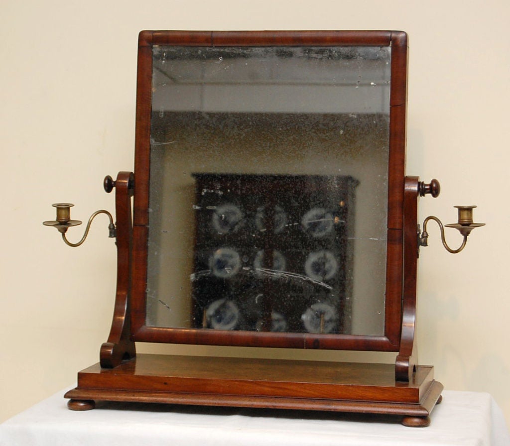 19th Century Mahogany Shaving Mirror By William & Gibton Of Dublin