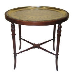 Antique Oval Brass Tray On Stand Antique Oval Brass Tray On Stand