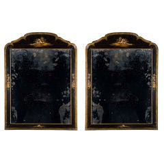 A Pair of Black Lacquer Mirrors