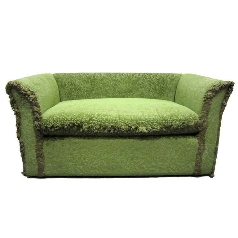 A Green Upholstered Two Seater Sofa For Sale