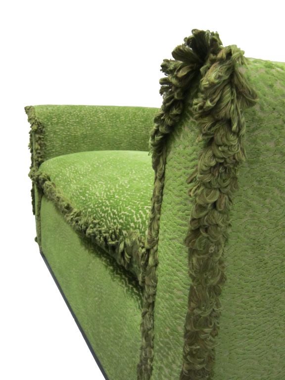 English A Green Upholstered Two Seater Sofa For Sale
