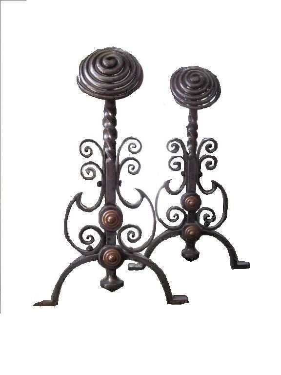 A Pair of Arts and Crafts Fire Dogs.