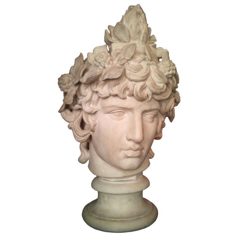 Large Plaster Bust of Antinous. For Sale