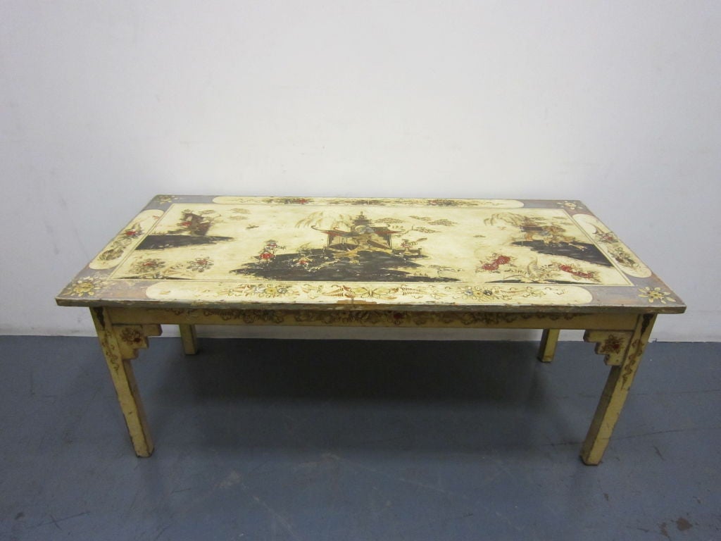 A Chinoiserie Lacquered Painted Side Table