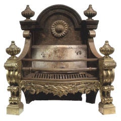 Antique A Victorian Brass and Steel Firegrate