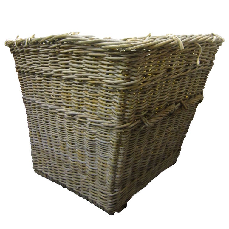 A Large Lined Log Basket on Castors For Sale