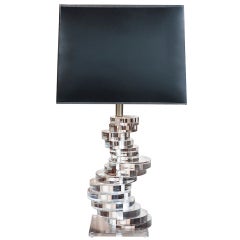 Single Stacked Circular Disk lLucite Table Lamp