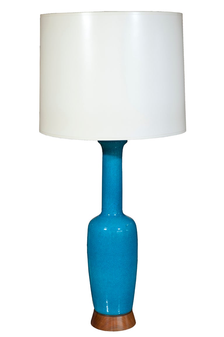 Pair of Turquoise Ceramic Lamps