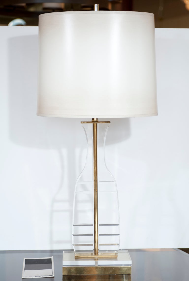Pair of Lucite Bottle Shape Table Lamps