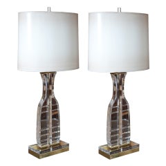 Pair of Lucite Bottle Shape Table Lamps