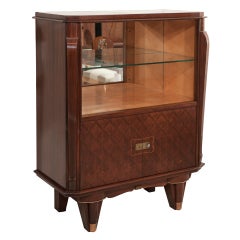 French Art Deco Inlaid Liquor Cabinet In The Style of Jules Leleu