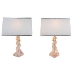 Pair of French Art Glass Table Lamps