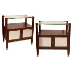 Pair of Mahogany Moderne Side Tables.