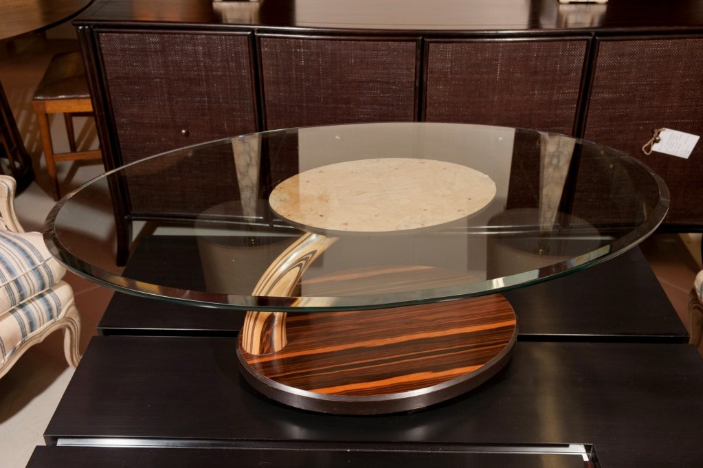 Oval Flight coffee Table in Zebra Wood.
