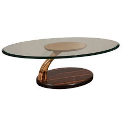 Oval Flight coffee Table in Zebra Wood.