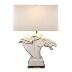 Vintage Massive Ceramic Horse Head Table Lamp