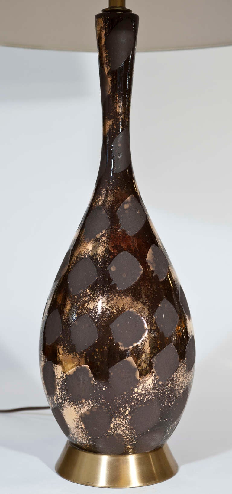 Pair of Gold and Brown Glaze Ceramic Lamps
