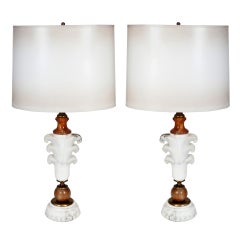 Pair of Art Deco Alabaster Table Lamps