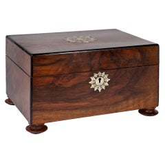 Rosewood 19th Century Box With Mother of Pearl Inlay