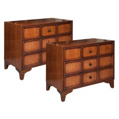 Pair of Paneled 3 Drawer Chests