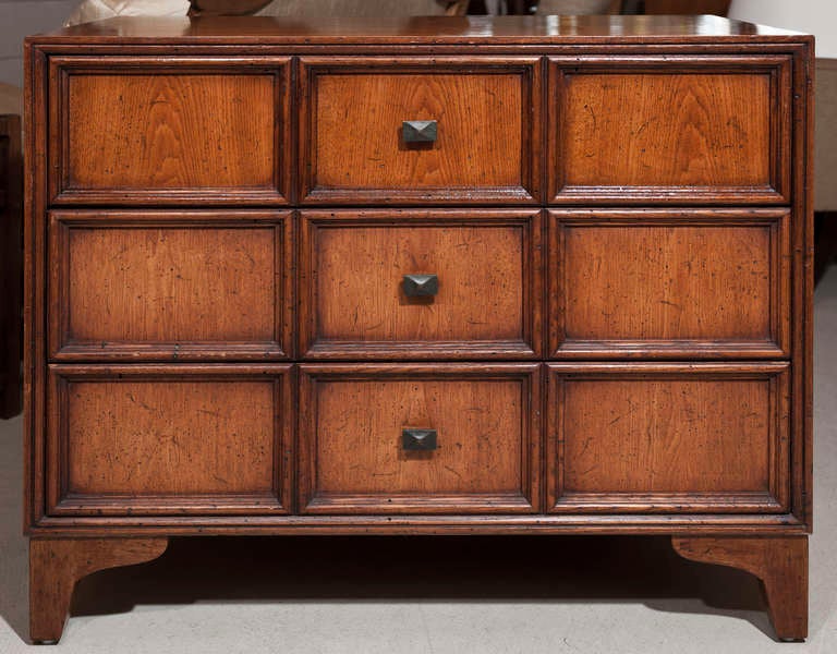 Pair of Paneled 3 Drawer Chests