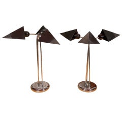 Vintage Pair of Tent Shade Desk Lamps