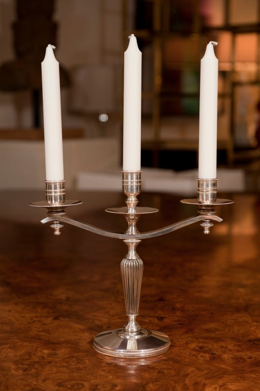 Pair of Art Deco Silverplate Candelabra