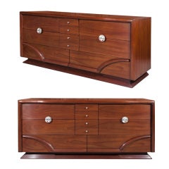 Pair of Moderne Mahogany Chests